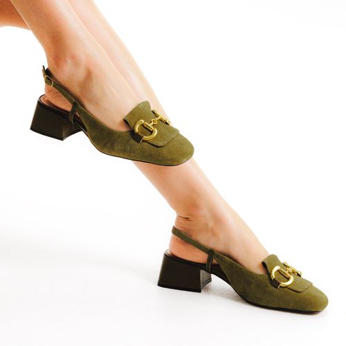 Slingback Couro Verde Salto Baixo Cecconello 2390001-16