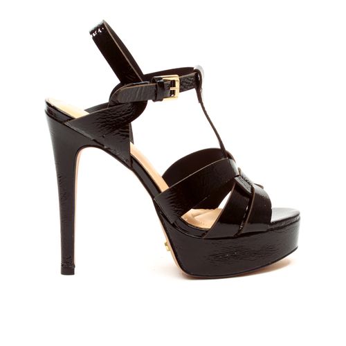 Sandália Couro Preto Plataforma Cecconello 2668001-4