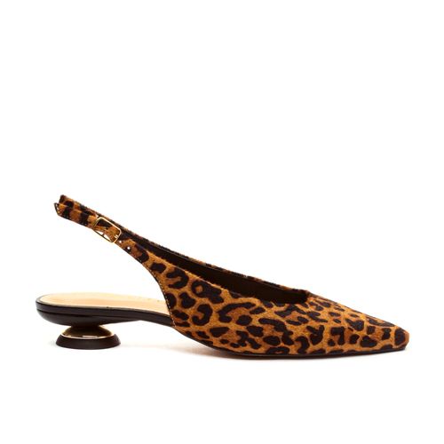 Slingback Couro OnÇa Salto Baixo Cecconello 2645001-3