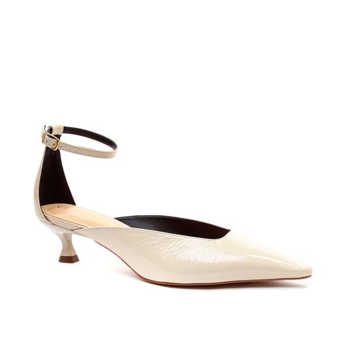 Scarpin Couro Off White Salto Baixo Cecconello 2615005-3