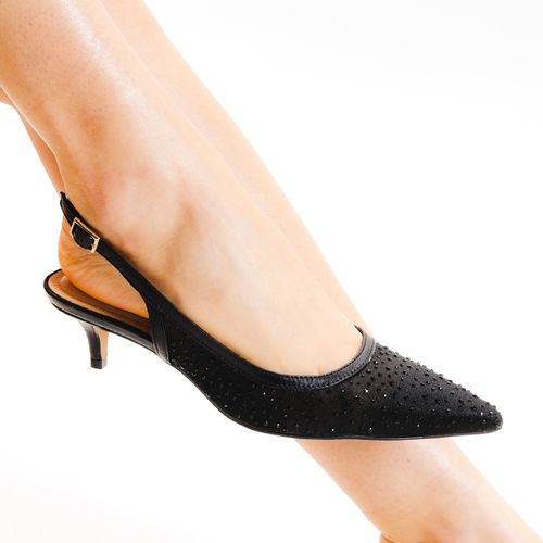 Slingback Couro Preto Salto Baixo Cecconello 2629008-1