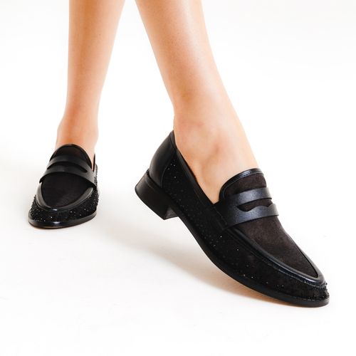 Oxford Couro Preto Salto Bloco Baixo Cecconello 2646004-1