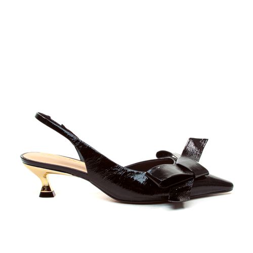 Slingback Couro Preto Salto Baixo Cecconello 2615009-5