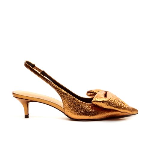 Slingback Couro Bronze Salto Baixo Cecconello 2389002-11