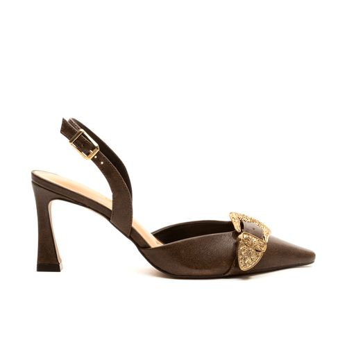 Slingback Couro Marrom Salto MÉdio Cecconello 2640001-1