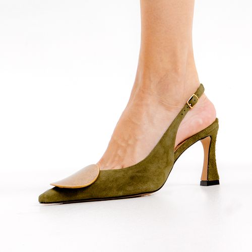 Slingback Couro Verde Salto Médio Cecconello 2640002-2