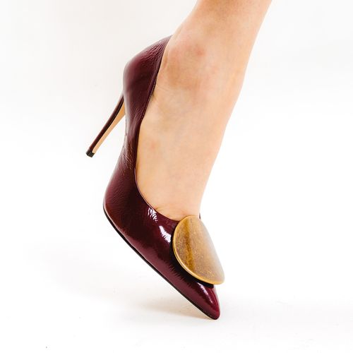 Scarpin Couro Bordô Salto Alto Cecconello 2624002-6