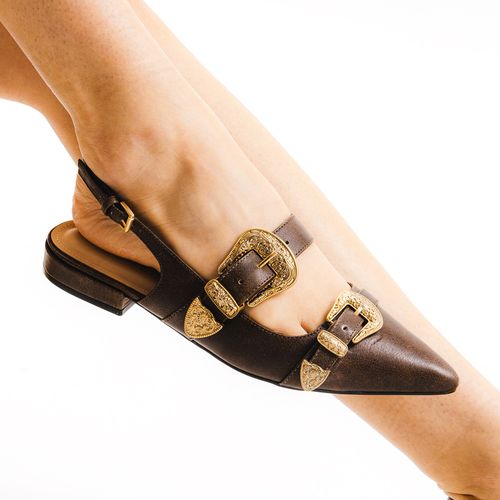 Sapatilha Slingback Couro Marrom Cecconello 2628002-1