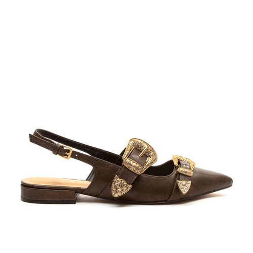 Sapatilha Slingback Couro Marrom Cecconello 2628002-1