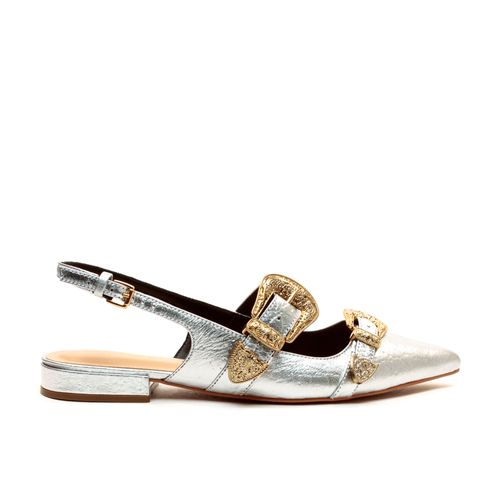 Sapatilha Slingback Couro Prata Cecconello 2628002-2