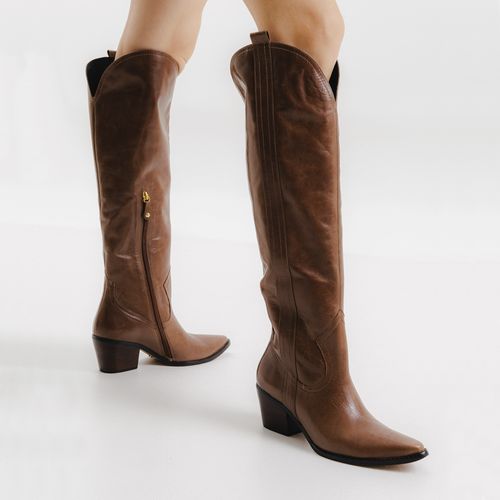Bota Couro Marrom Cano Longo Cecconello 2619002-3