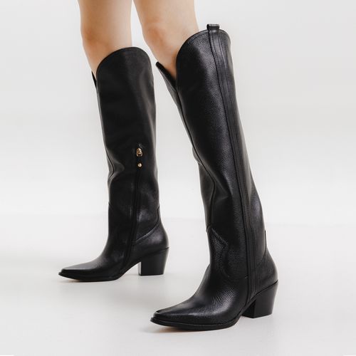 Bota Couro Preto Cano Longo Cecconello 2619002-1