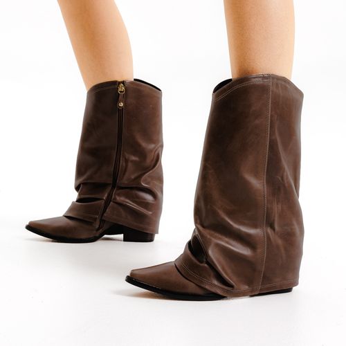 Bota Couro Marrom Cano MÉdio Cecconello 2619006-3