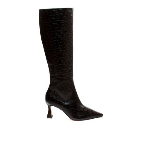 Bota Couro Croco Preto Cano Longo Cecconello 2632005-1
