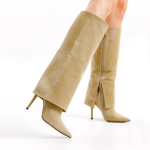 Bota Couro Creme Cano Longo Cecconello 2624001-3