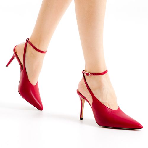 Slingback Couro Vermelho Salto Alto Cecconello 2643001-1