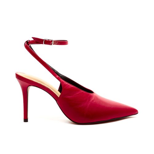 Slingback Couro Vermelho Salto Alto Cecconello 2643001-1