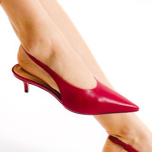 Slingback Couro Vermelho Salto Baixo Cecconello 2629002-8