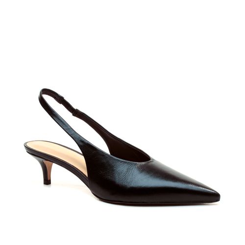 Slingback Couro Preto Salto Baixo Cecconello 2629002-9
