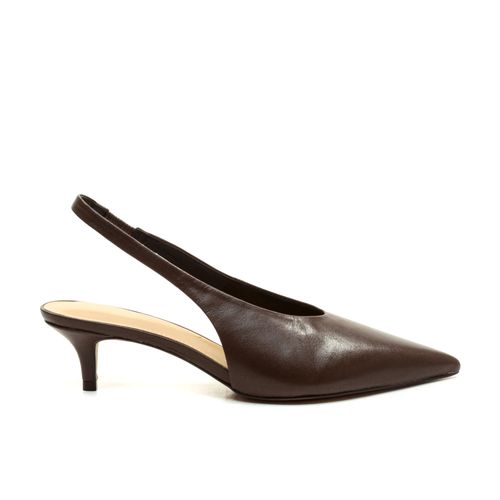 Slingback Couro Marrom Salto Baixo Cecconello 2629002-7