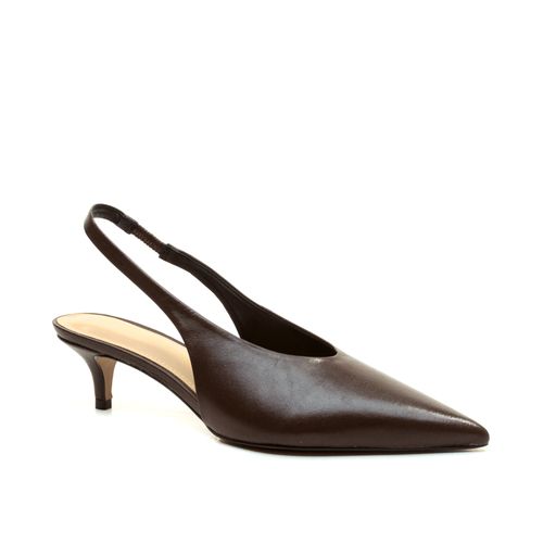 Slingback Couro Marrom Salto Baixo Cecconello 2629002-7