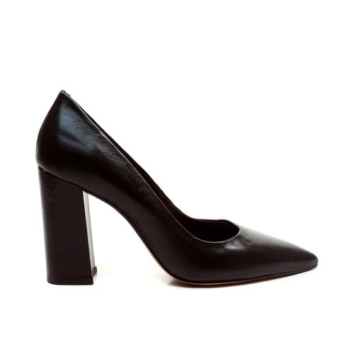 Scarpin Couro Preto Salto Alto Bloco Cecconello 1904002-29