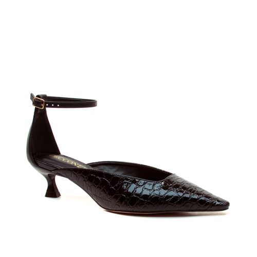 Scarpin Naomi Couro Preto Salto Baixo Cecconello 2615005-7