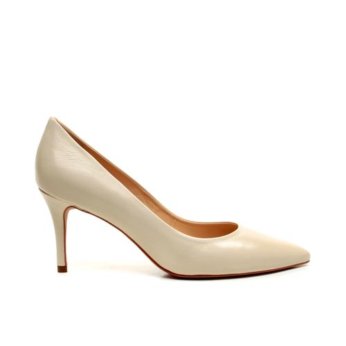 Scarpin Couro Off White Salto Médio Cecconello 2399001-21