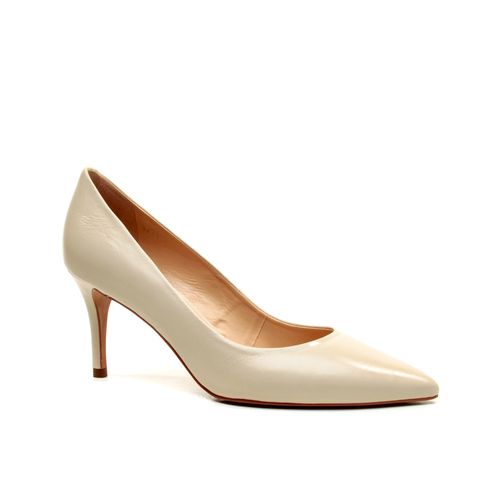 Scarpin Couro Off White Salto Médio Cecconello 2399001-21