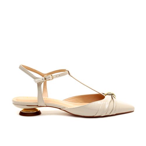 Slingback Couro Off White Salto Baixo Cecconello 2645006-2