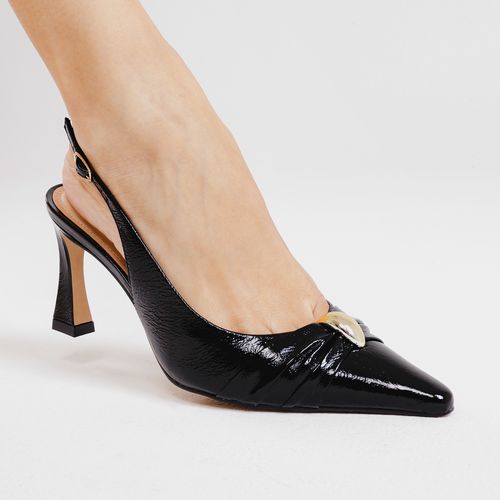 Slingback Couro Preto Salto MÉdio Cecconello 2640008-3