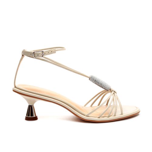 Sandália Couro Off White Salto Baixo Cecconello 2600003-1