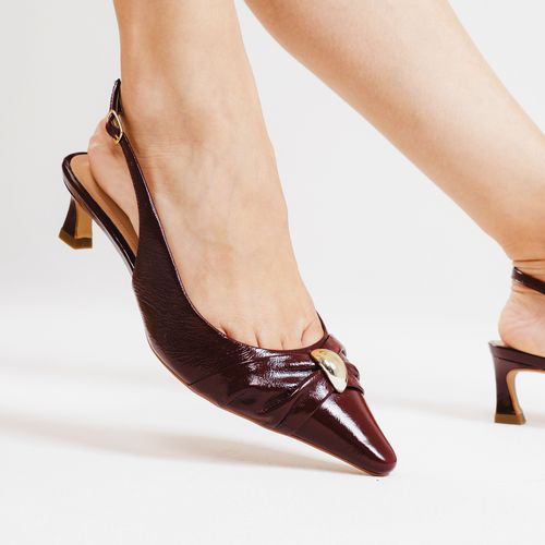 Slingback Couro BordÔ Salto Baixo Cecconello 2639011-2