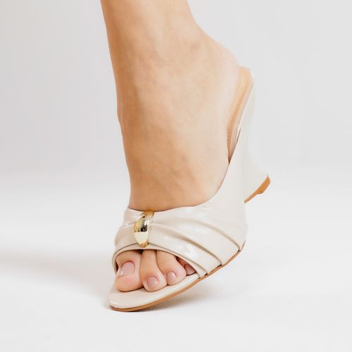Tamanco Couro Off White Salto Alto Cecconello 2697001-2