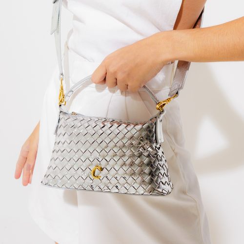 Bolsa Annie Couro Prata Cecconello C2539-5