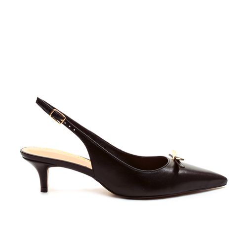 Slingback Couro Preto Salto Baixo Cecconello 2629013-1