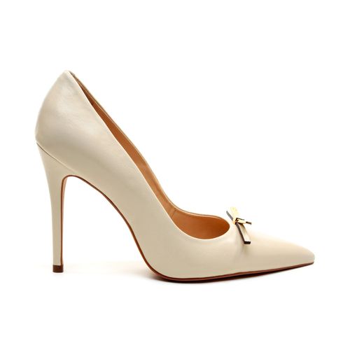Scarpin Couro Off White Salto Alto Cecconello 2624010-1
