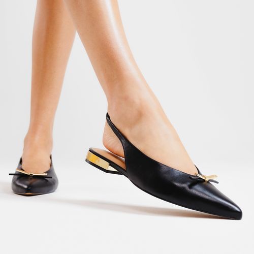 Sapatilha Slingback Couro Preto Cecconello 2641002-3
