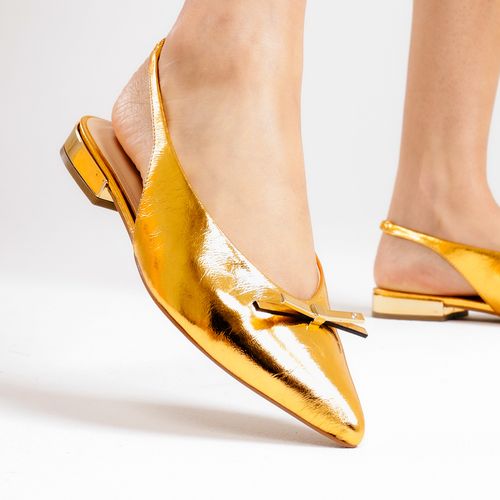 Sapatilha Slingback Couro Ouro Cecconello 2641002-2