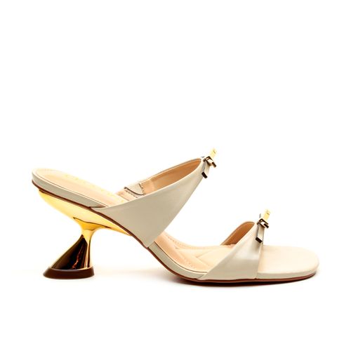 Tamanco Couro Off White Salto Médio Cecconello 2692001-3