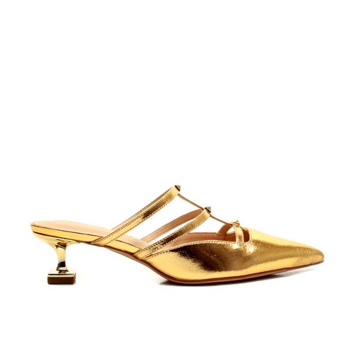 Mule Couro Ouro Salto Baixo Cecconello 2393006-6