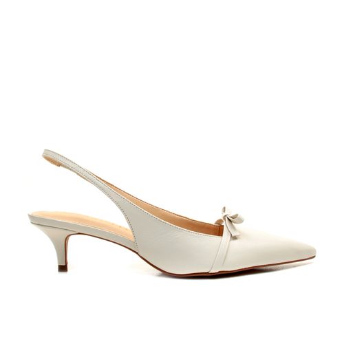 Slingback Couro Creme Salto Baixo Cecconello 2473010-7