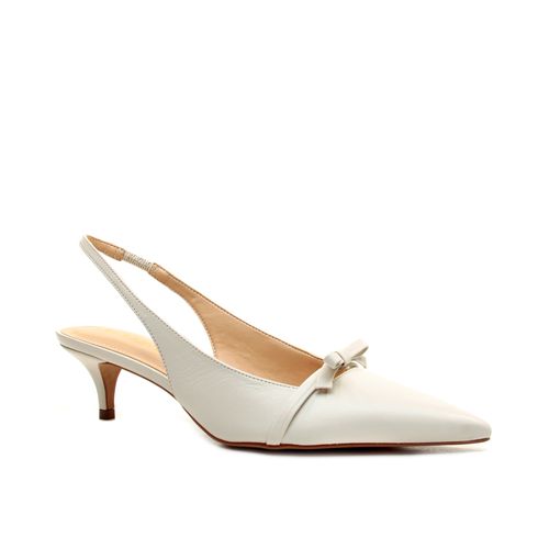 Slingback Couro Creme Salto Baixo Cecconello 2473010-7