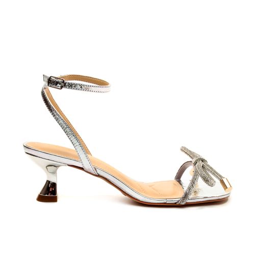Sandália Couro Prata Salto Baixo Cecconello 2537007-2