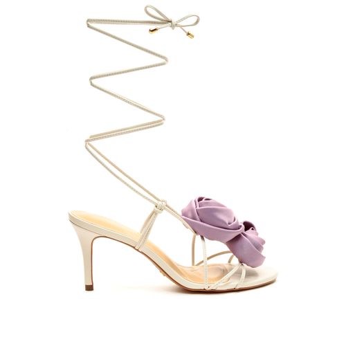 Sandália Couro Creme Salto Médio Cecconello 2538009-1
