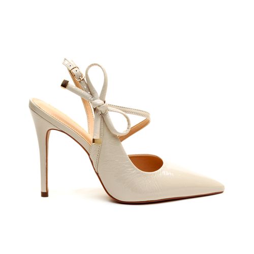Slingback Couro Off White Salto Alto Cecconello 2624009-2
