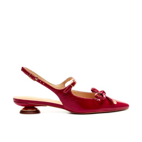 Slingback Couro Vermelho Salto Baixo Cecconello 2645008-5