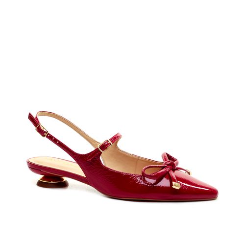 Slingback Couro Vermelho Salto Baixo Cecconello 2645008-5
