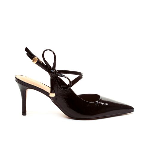 Slingback Couro Preto Salto MÉdio Cecconello 2658008-3