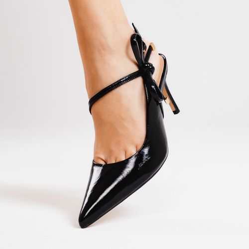 Slingback Couro Preto Salto MÉdio Cecconello 2658008-3